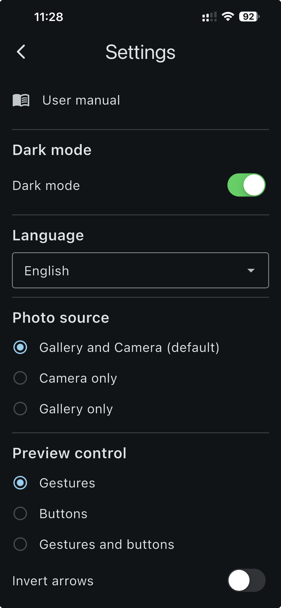 DiShooter – ustawienia aplikacji